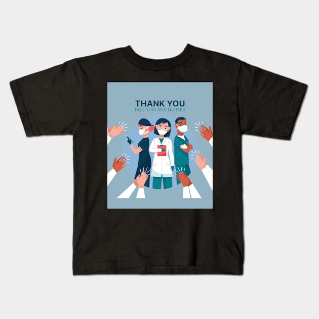 illustration of doctors and nurses corona virus Kids T-Shirt by t-shiit